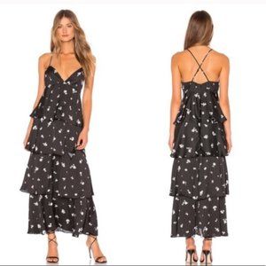 NWOT Bardot Dalia Floral Black Ruffle Maxi Dress